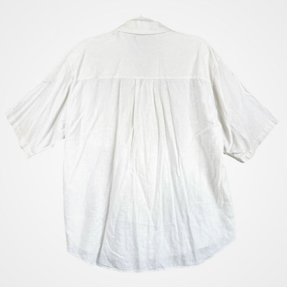 Vintage Damani Dada Mens Linen Casual Button Up Shirt Size L White Baggy Y2K 90s - Picture 3 of 10